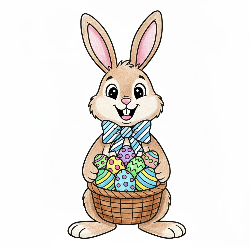 Easter Bunny with Basket coloring page 