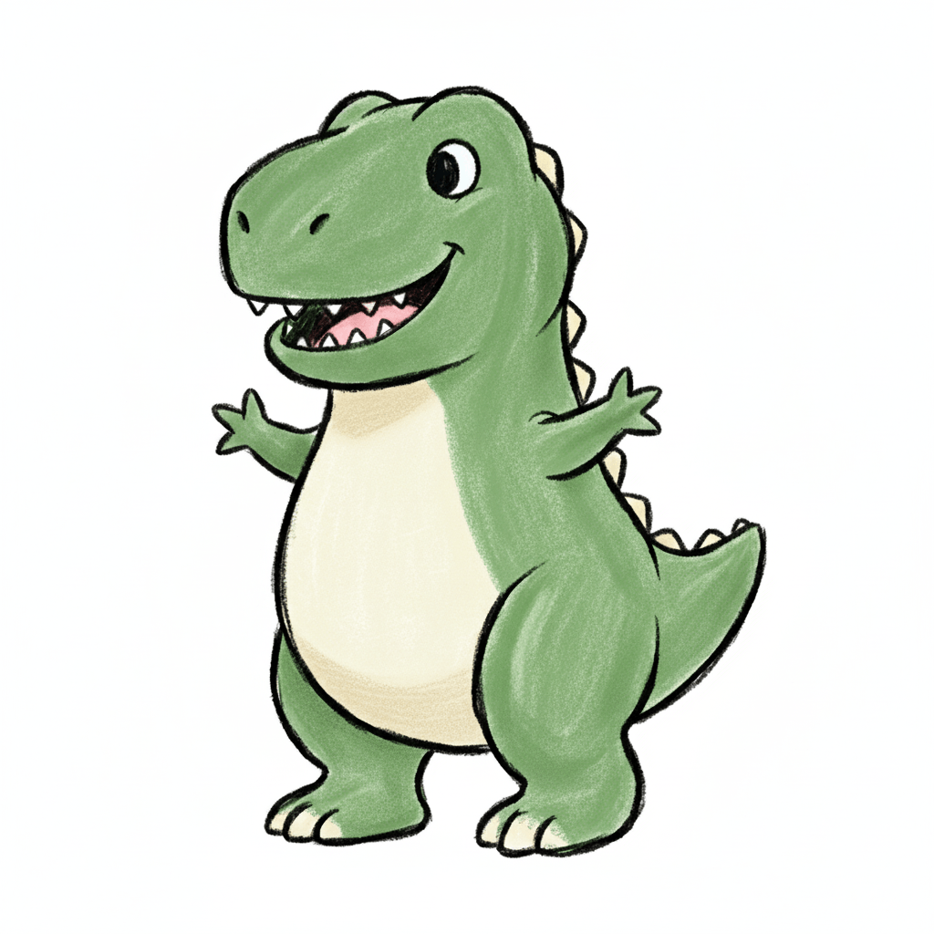 cute green dinosaur coloring page character